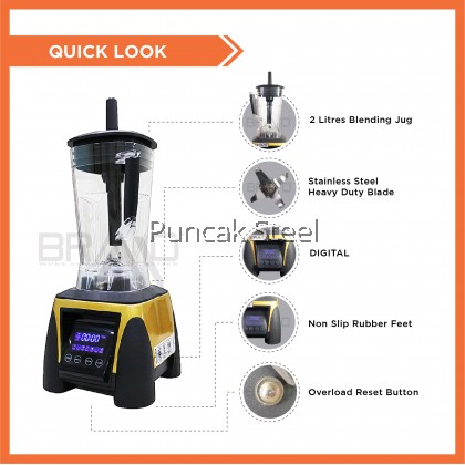 BRAVO [DIGITAL CONTROL WITH MENU OPTION] Powerful 1800 Watt Heavy Duty High Quality Commercial Professional Multipurpose Kitchen Cafe Healthy Home Portable Juice Ice Blend Smoothie Fruits Sauce Protein Grains Meat Solid Jug Blender Mesin Pengisar Buah Ais