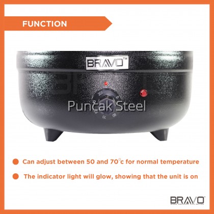 BRAVO Big Size 10 Liter High Quality Commercial Heavy Duty Home Event Hotel Buffet Restaurant Cafe Electric Soup Dessert Kettle Warmer Bowl Removable Easy Cleaning Stainless Steel Soup Container Cerek Sup Warmer Kettle [SAME DAY DELIVERY]