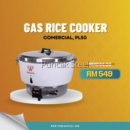 BUTTERFLY Rice Cooker PL50 (Gas) Capacity 10 Liter Periuk Nasi Elektrik Kapasiti Besar Untuk Kenduri Restoran Hotel Kedai Makan Catering