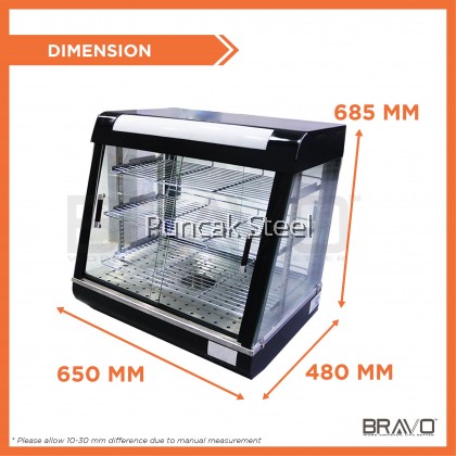 Bravo [SMALL] Commercial Food Warmer Display Case for Pastry, Pizza, Fried Chicken, Takoyaki, Snack Food Warmer Fresh Black