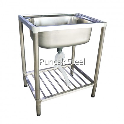 BRAVO Stainless Steel [26 x 20 Inch Single Bowl Sink Only ADY0829-01] DIY Easy Assembly Shiny Modern Elegant Kitchen Laundry Economy Portable Light Easy Cleaning Home Use Free Standing Single Bowl Sink Only [PROVIDE HOLE DRILLING SERVICE + Free Accessory]