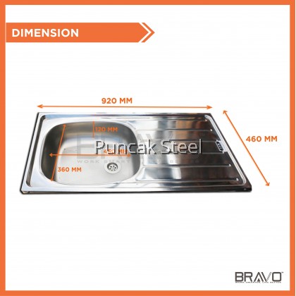 Stainless Steel [36 x 18 Inch Single Left Sink Bowl] DIY Easy Assembly Shiny Modern Elegant Kitchen Laundry Economy Light Easy Cleaning Home Use Free Standing Single Bowl Sink With Table ADY1000 [PROVIDE HOLE DRILLING SERVICE + Free Accessory]