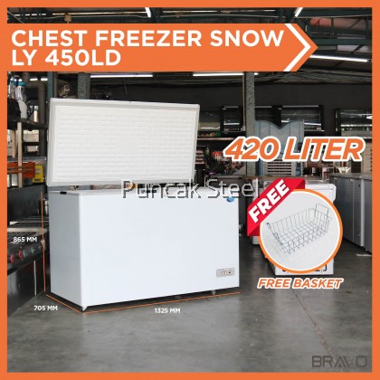 SNOW LY450LD Chest Freezer Top Opening 420 Liter Deep Freezer Peti Sejuk Beku untuk Simpanan Stock Frozen Ikan Ayam Daging Bahan Basah