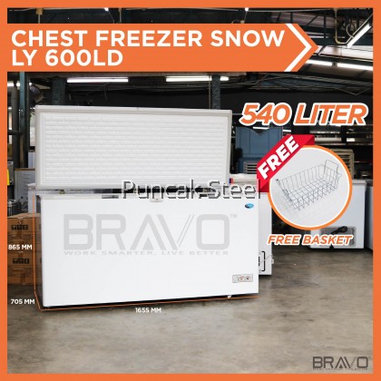 SNOW LY600LD Chest Freezer Top Opening 540 Liter Deep Freezer Peti Sejuk Beku untuk Simpanan Stock Frozen Ikan Ayam Daging Bahan Basah