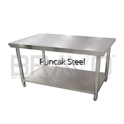 BRAVO [2 Layer 60x30 Inch] 5FT Stainless Steel Table Kitchen Meja Steel Rack 2Layer/2Tier Stainless Steel Kitchen Table Restaurant Stainless Steel Table Workbench Table Stainless Steel Kitchen Table Thickened Steel Table