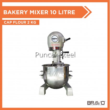 BRAVO B10 Bakery Stand Mixer Capacity 10 Litres and 2KG Flour [10L Stainless Steel Bowl with Egg Whisk, Beater] Food Processor Cake Maker Kitchen Heavy Duty Mixer