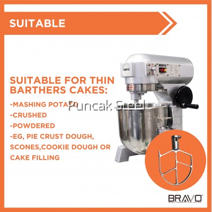 BRAVO B10 Bakery Stand Mixer Capacity 10 Litres and 2KG Flour [10L Stainless Steel Bowl with Egg Whisk, Beater] Food Processor Cake Maker Kitchen Heavy Duty Mixer