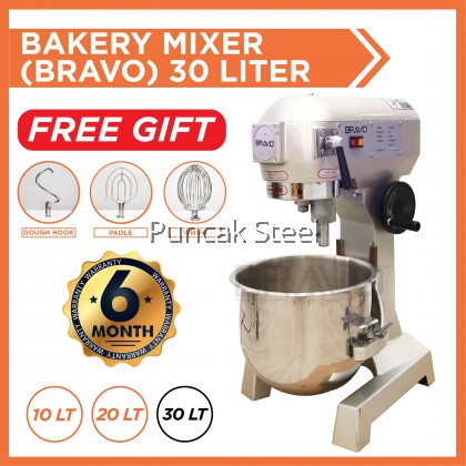 BRAVO B30 Bakery Stand Mixer Capacity 30 Litres and 6KG Flour [30L Stainless Steel Bowl with Egg Whisk, Beater] Food Processor Cake Maker Kitchen Heavy Duty Mixer