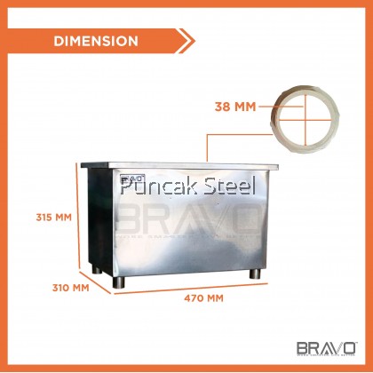 [Ready Stock] BRAVO BIG*40L 505x325x315 MM Stainless Steel Commercial Heavy Duty Industry Home use Quality Thick Grease Trap Interceptor For Bowl Sink Oil Filter Separator Perangkap Minyak Penapis Minyak Gris for Restaurant, Hotel, Cafe Kitchen