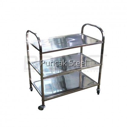 Stainless Steel 3 Tier Hot Pot Trolley, DIM: 550x320x790mm (SMALL) Multifunction Trolley Rack Serbaguna Kitchen Hotel Household