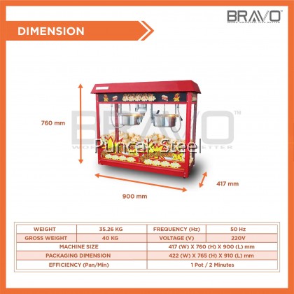 BRAVO *SPECIAL EDITION* [Double Pot Electric-16 OZ] Automatic Stainless Steel Pot High Quality With Warmer At Bottom Commercial Business Event Party Cinema Shopping Center Home Use Popcorn Machine Maker Mesin Popcorn [Provide Recipe + Video Tutorial]
