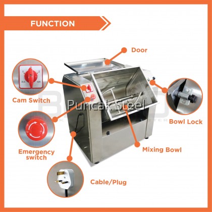 Stainless Steel Flour Mixer Capacity 25KG Come With 2HP Motor
