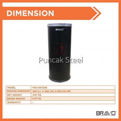 [READY STOCK] BRAVO *LIMITED EDITION-ELEGANT BLACK* Stainless Steel Quality Modern Commercial Office Hotel Airport Mall Restaurant Cafe Food Court Light Easy Cleaning Inner Basket Dustbin Rubbish Garbage Bin Flat-Top Cover With Hole [SAME DAY DELIVERY]