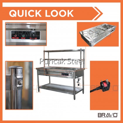 [4 HOLES 2 TIER] Commercial Stainless Steel Bain Marie / Food Warmer Steam Catering and Restaurants /Water Bain Marie 