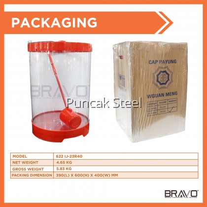 Water Container /Beverage Container/ Display Ice Box (Cylinder) *Round With Cap: 40L Dim: 15x20inch come with 1pcs Water Ladle Use to sell soya milk/air tebu/sugarcane drink/street food/air syrup/pasar malam