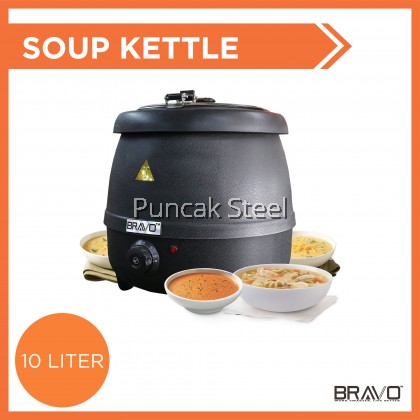 BRAVO Big Size 10 Liter High Quality Commercial Heavy Duty Home Event Hotel Buffet Restaurant Cafe Electric Soup Dessert Kettle Warmer Bowl Removable Easy Cleaning Stainless Steel Soup Container Cerek Sup Warmer Kettle [SAME DAY DELIVERY]