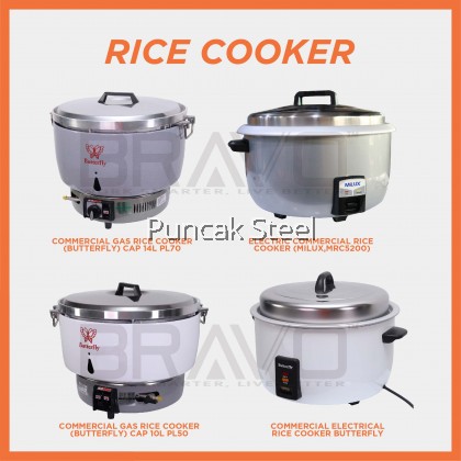 Commercial Electric Rice Cooker Gas Rice Cooker Big Capacity Periuk Nasi Elektrik dan Gas Kapasiti Besar Untuk Kenduri Restoran Hotel Kedai Makan Catering