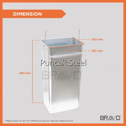 Bravo Stainless Steel Dustbin With Open Top Ash Tray Rectangular Quality Shiny Elegant Modern Commercial Office Hotel Airport Mall Restaurant Cafe Food Court Light Easy Cleaning Inner Basket Dustbin Rubbish Garbage Bin With Ashtray